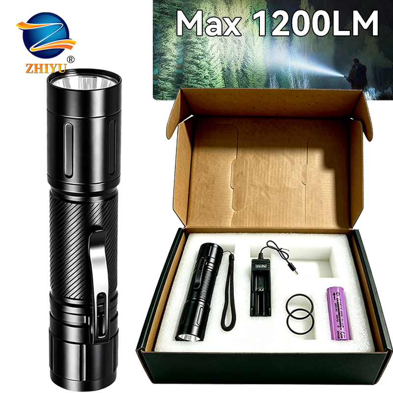 Outdoor Lighting Battery Operated - Senter LED Fokus Tetap 1200LM, Lampu
