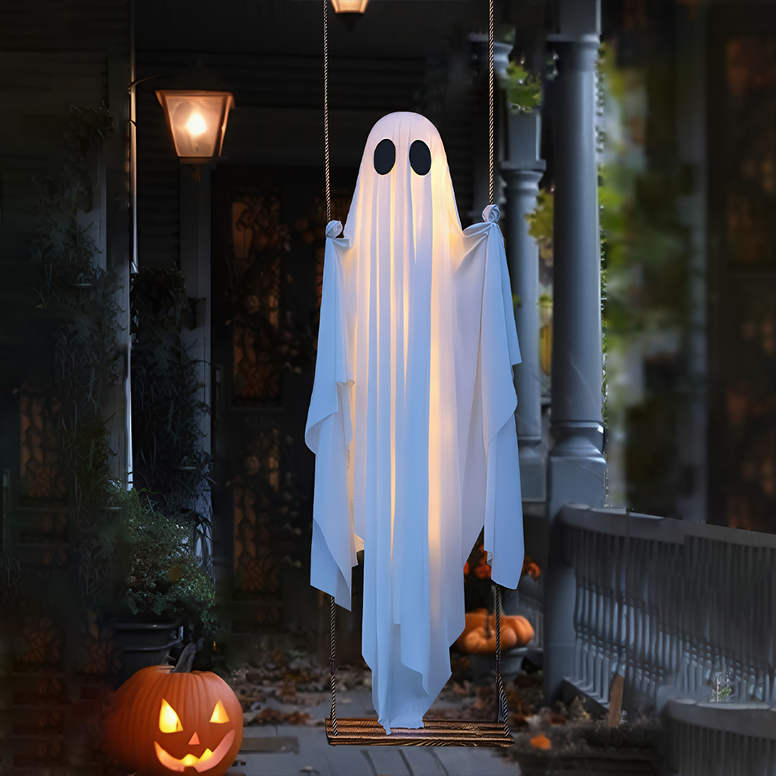 Outdoor Lighting Tree - Dekorasi Hantu Gantung Halloween dengan Lampu