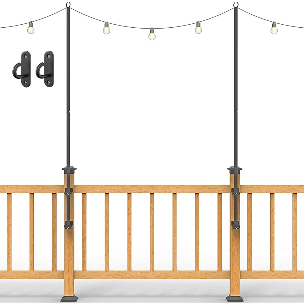 Outdoor Lighting Hooks - 2 tiang lampu string - tiang
