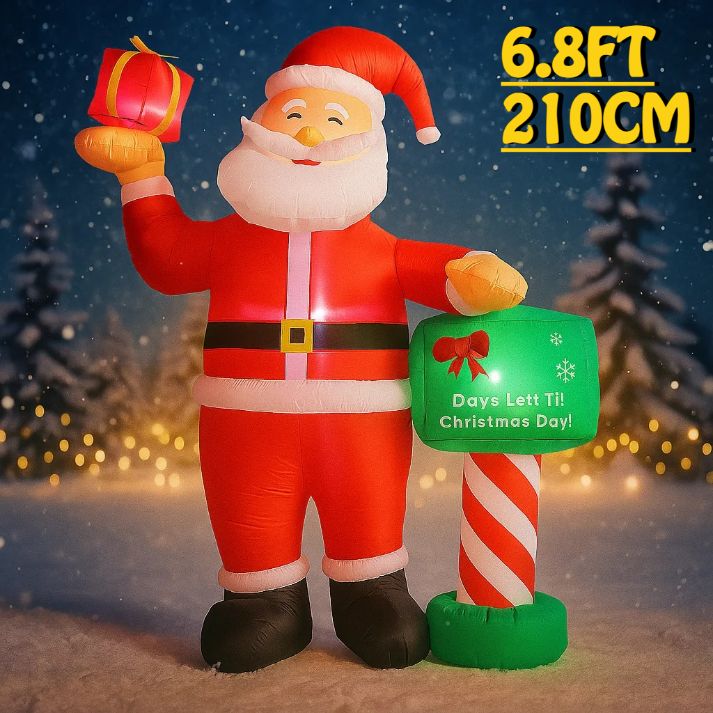 Outdoor Lighting Xmas - Kotak Hadiah Santa Claus Tiup 6.8FT
