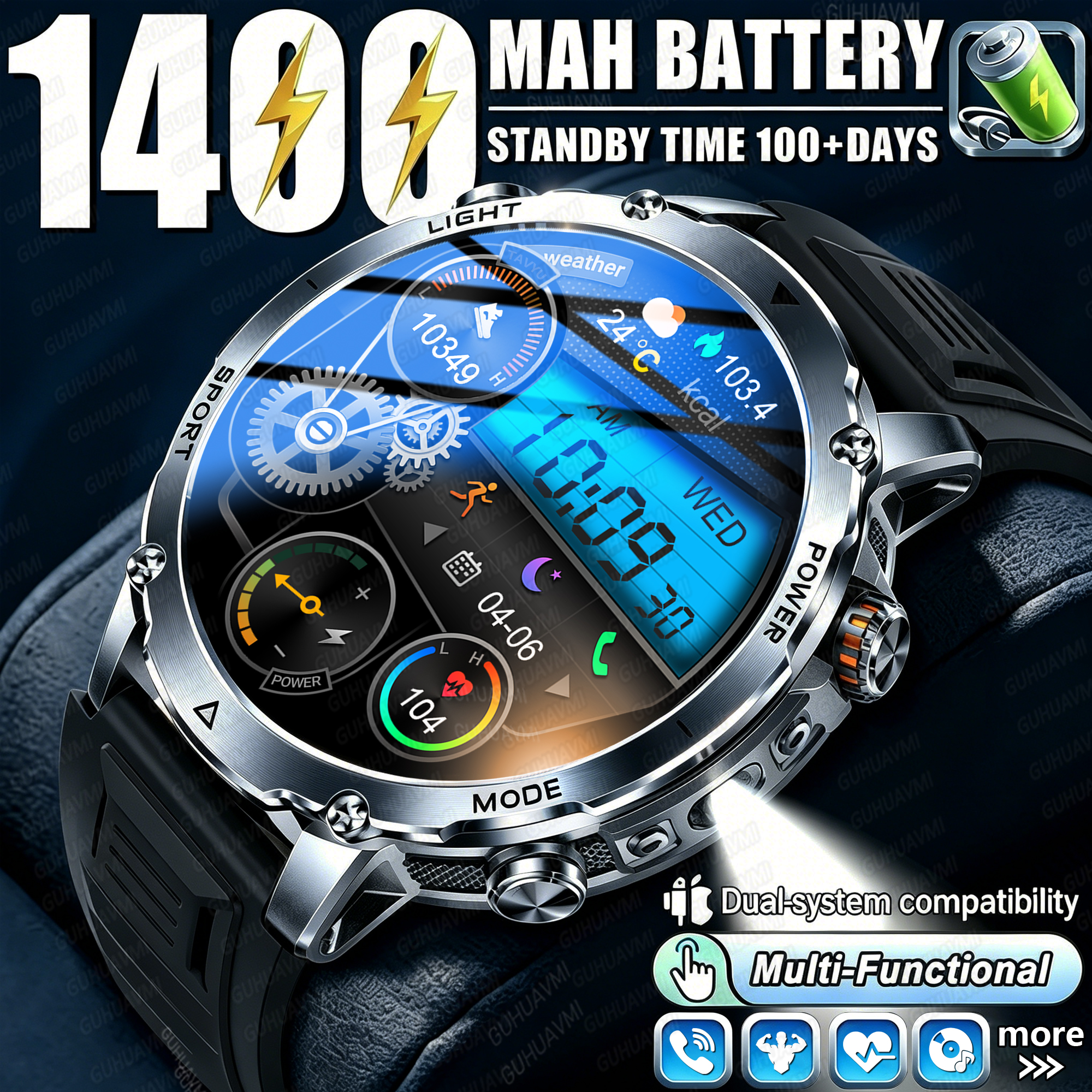 Outdoor Lighting Battery Operated - Jam Tangan Pintar Pria Baterai Besar