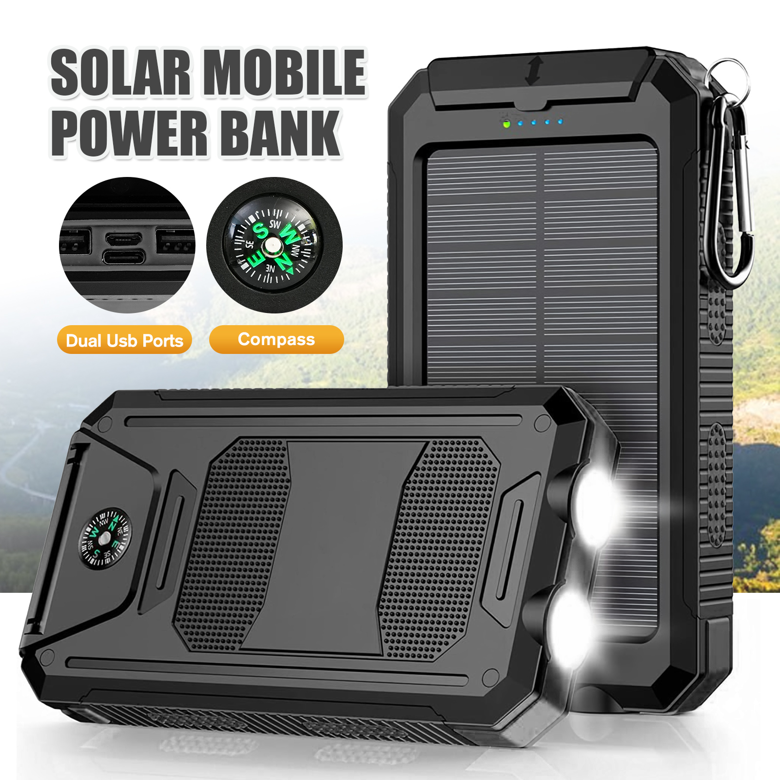 Outdoor Lighting Permanent - Bank Daya Surya 10000MAh Portabel Tahan