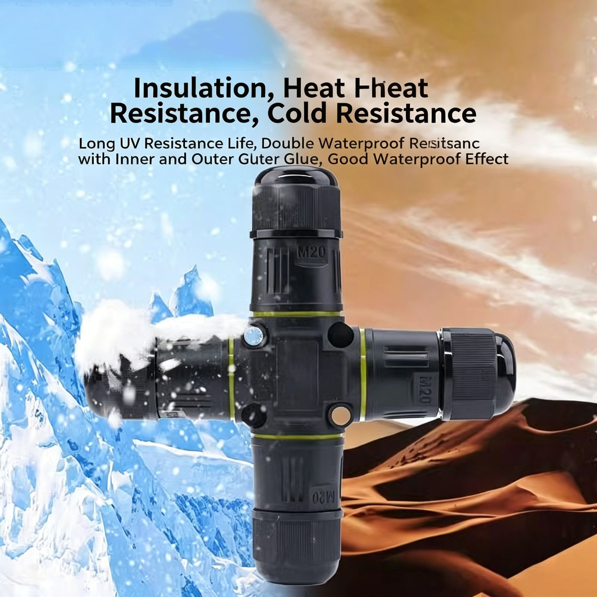 Outdoor Lighting Junction - Konektor Tahan Air IP68 4 Arah,