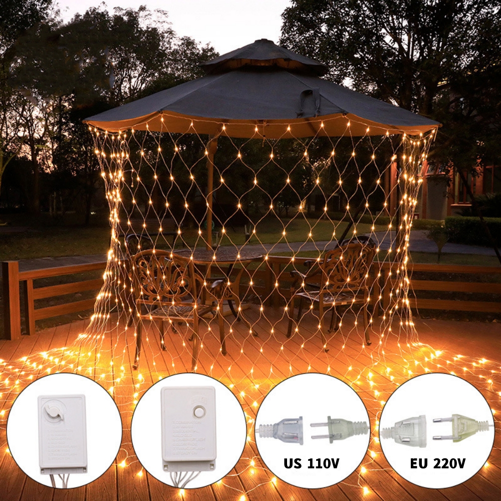 Jaring LED lampu peri 1.5*1.5M - Outdoor Lighting Xmas ulasan dan harga