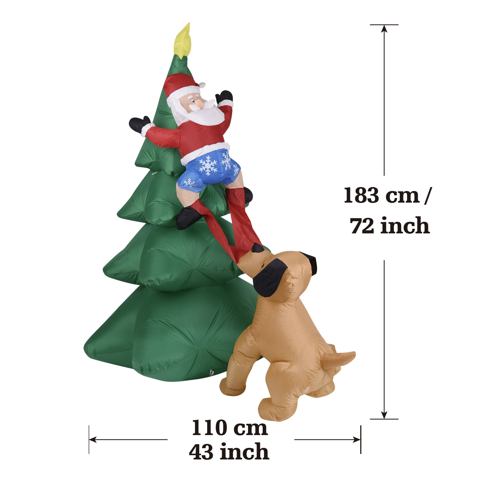 Anjing Tiup Natal dengan Santa - Outdoor Lighting Tree ulasan dan harga