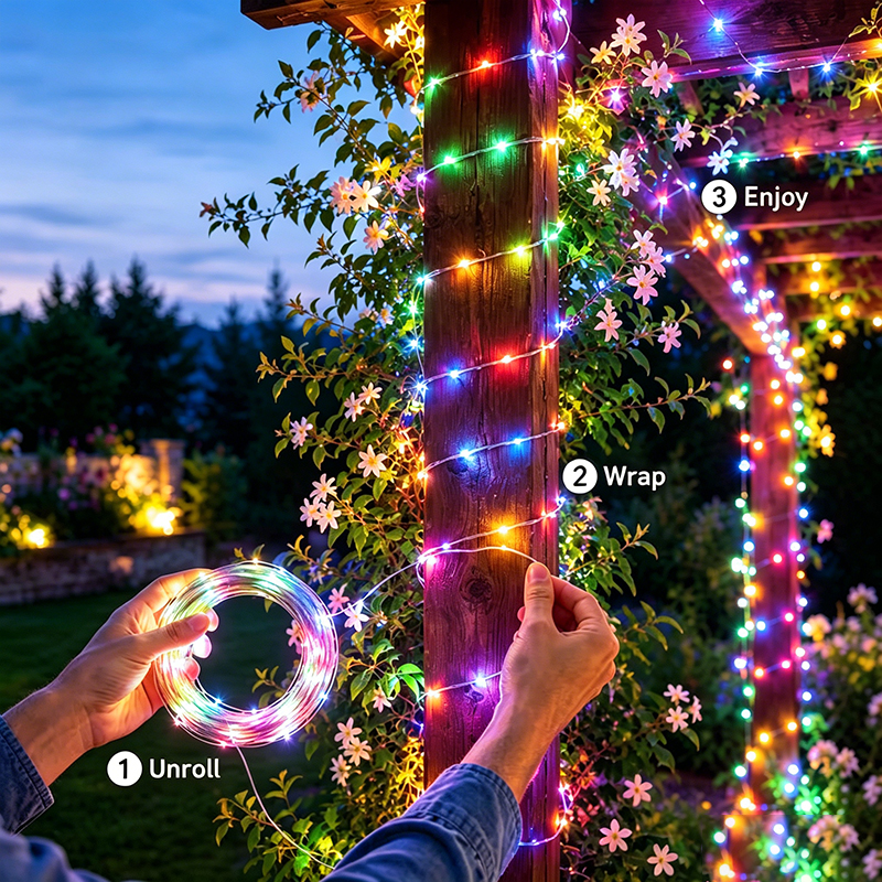 Lampu Tali Surya LED Luar Ruan - Outdoor Lighting Xmas ulasan dan harga
