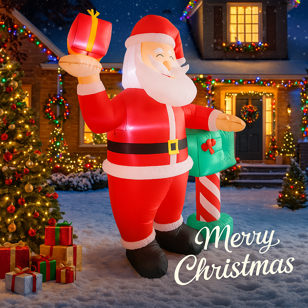 Kotak Hadiah Santa Claus Tiup  - Outdoor Lighting Xmas ulasan dan harga