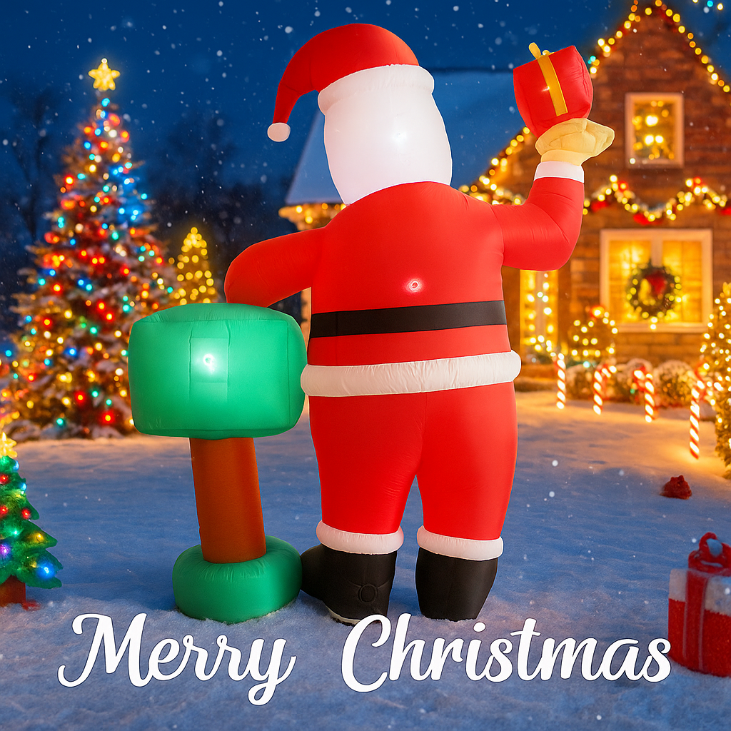 Kotak Hadiah Santa Claus Tiup  - Outdoor Lighting Xmas ulasan dan harga