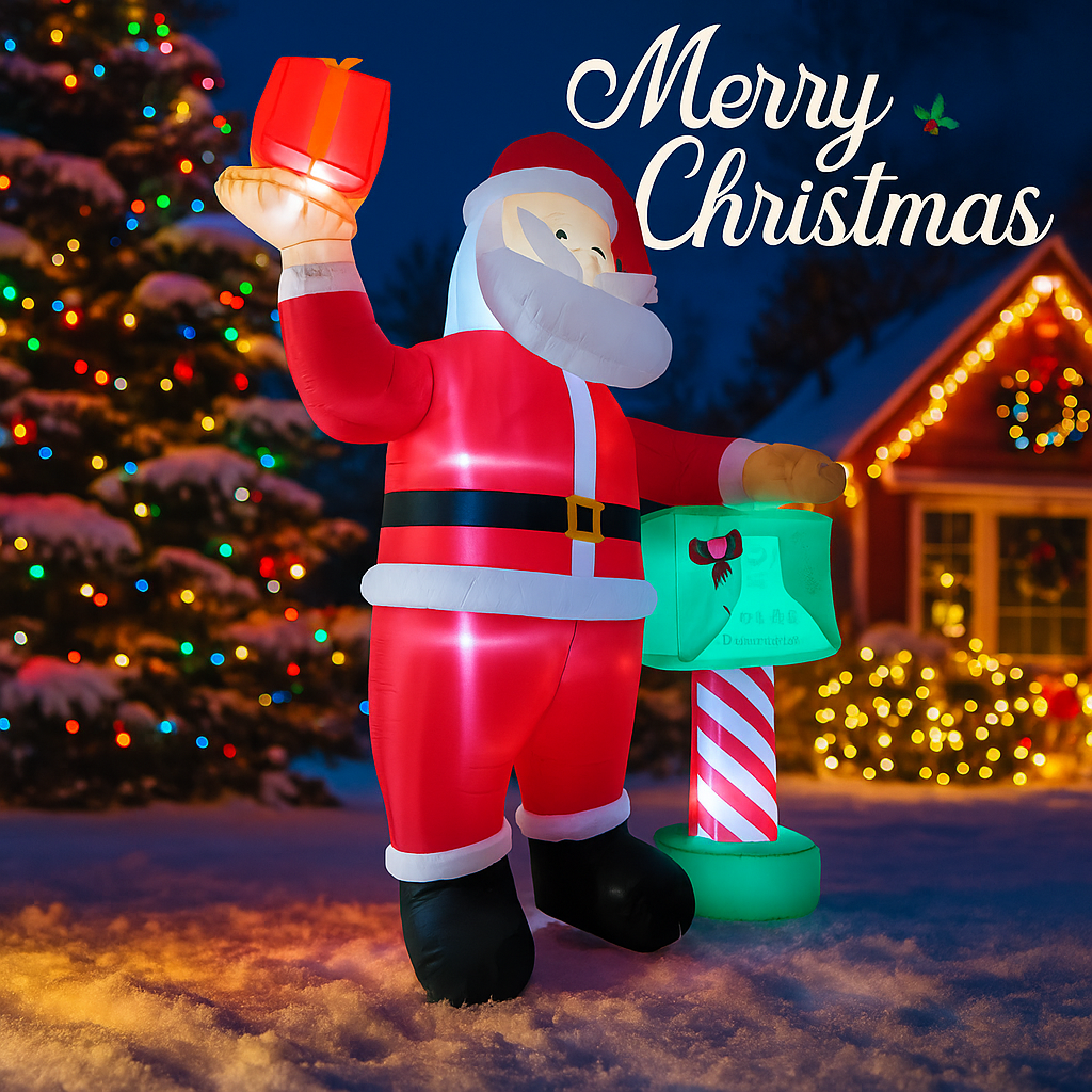 Kotak Hadiah Santa Claus Tiup  - Outdoor Lighting Xmas ulasan dan harga