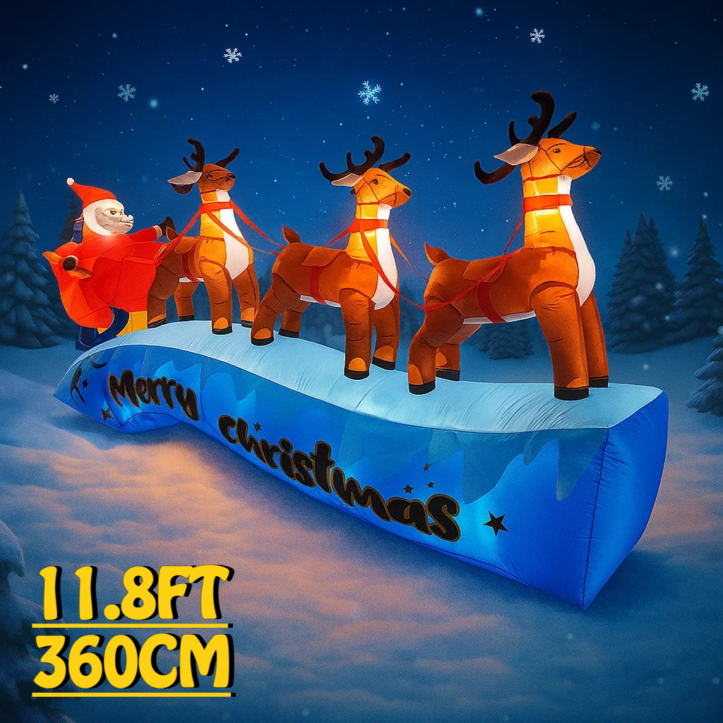 11.8FT Santa Claus Reindeer Sl - Outdoor Lighting Xmas ulasan dan harga
