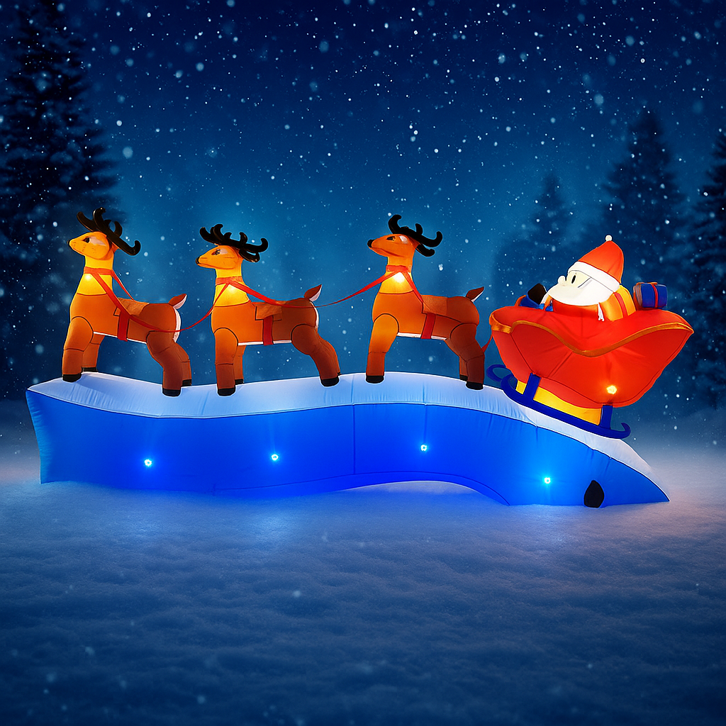 11.8FT Santa Claus Reindeer Sl - Outdoor Lighting Xmas ulasan dan harga