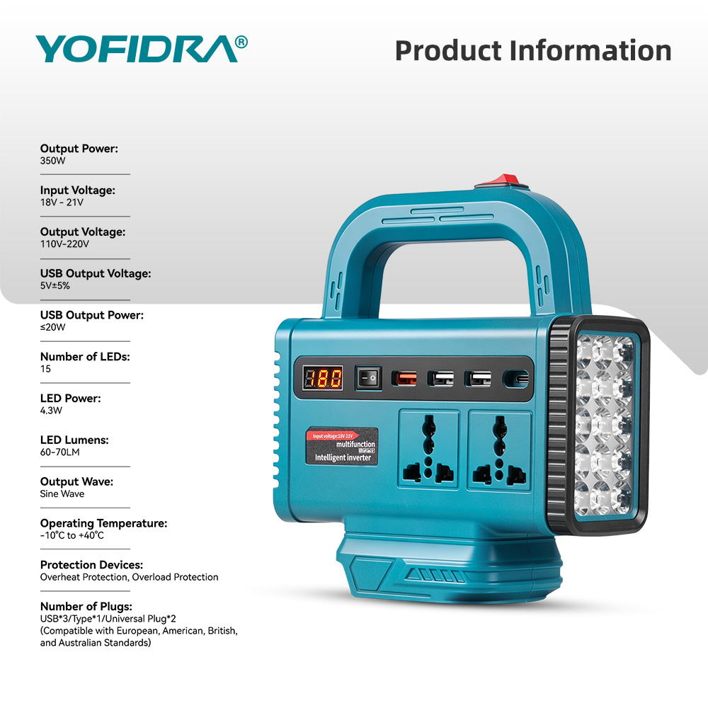 YOFIDRA 220V Inverter Daya Por - Outdoor Lighting Battery Operated ulasan dan harga