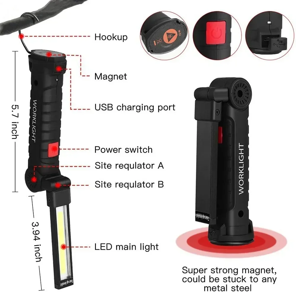 Lampu Inspeksi Senter LED COB  - Outdoor Lighting Hooks ulasan dan harga